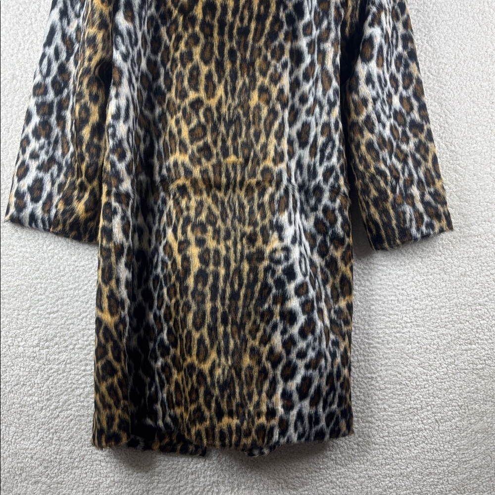 NWOT G by Giuliana Women Brown Black Leopard Print Faux Fur Tuxedo Coat Size LP - Picture 11 of 16